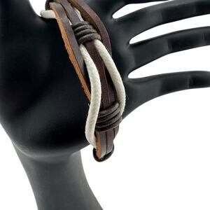 Ashen Earth Cuff: Handmade Dark Brown & White Leather Rebellion for Outcasts